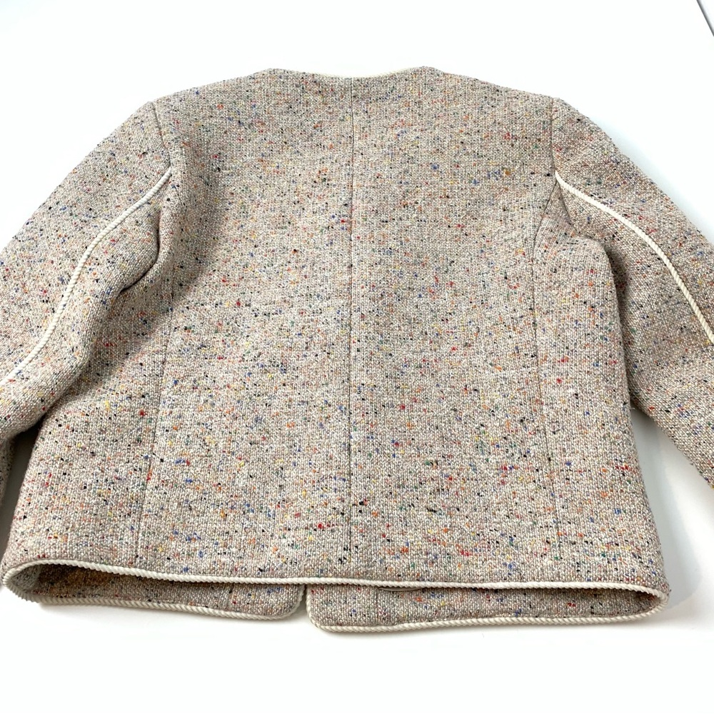 Sandro Blazer Sz 36 Tweed Multicolor Wool Blend Old Money Officecore Pockets - Picture 15 of 16